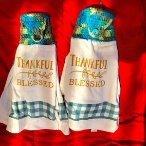 Set of handmade kitchen or bathroom hand towels.